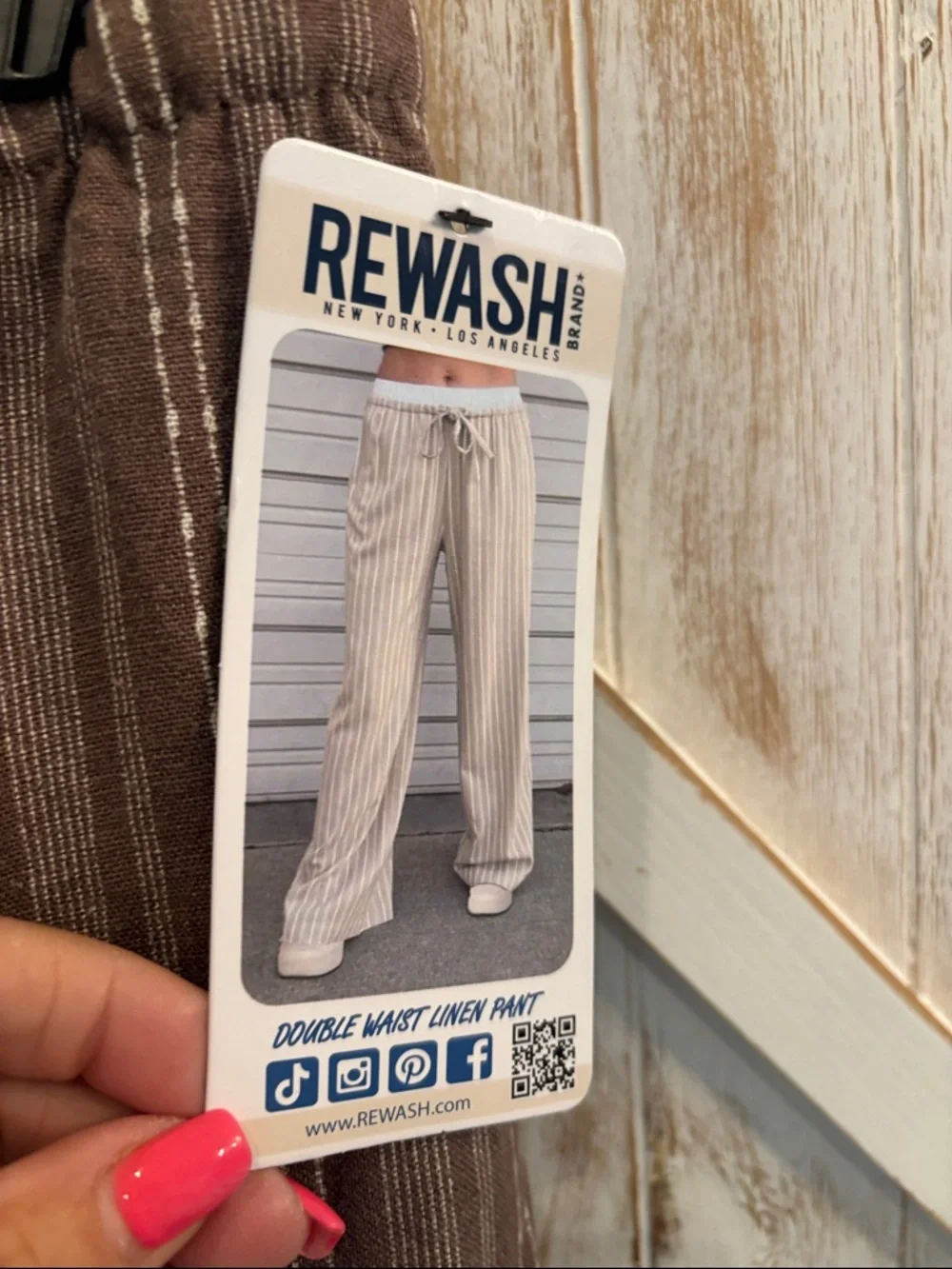 Rewash nwt Brown Striped Drawstring Wide-Leg Pants comfy!! - Picture 2 of 3